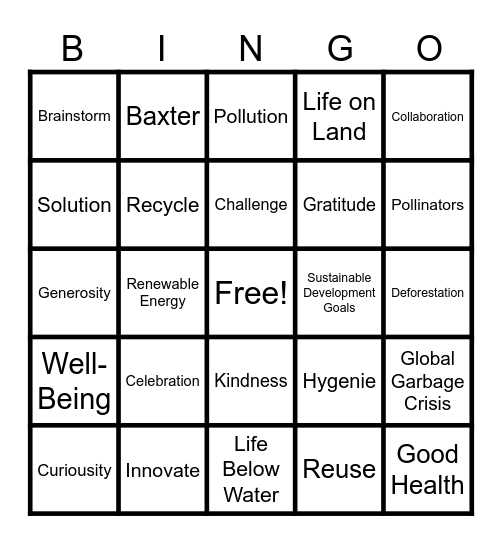 Project Innovate Bingo Card
