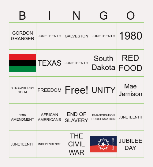 JUNETEENTH Bingo Card