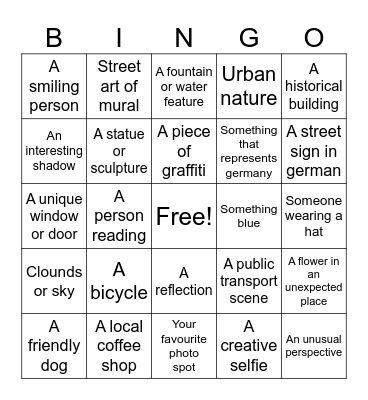Photo Bingo Card