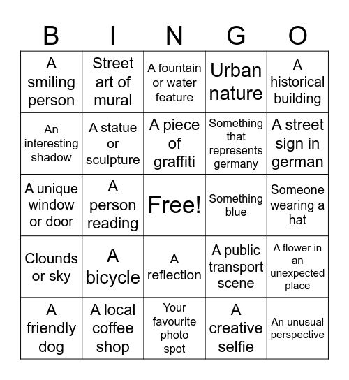 Photo Bingo Card