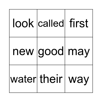 First Grade List 6 Bingo Card