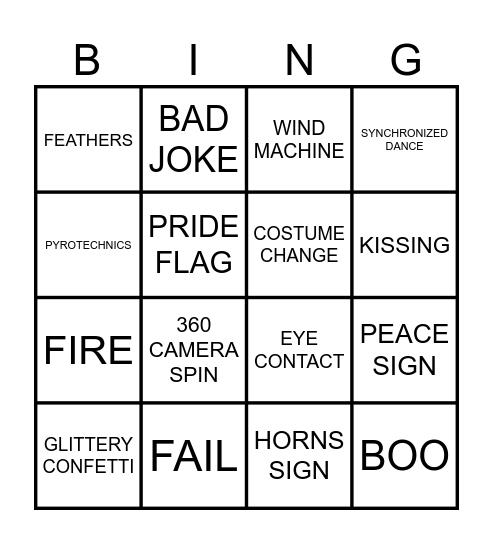 Eurovision Bingo Card