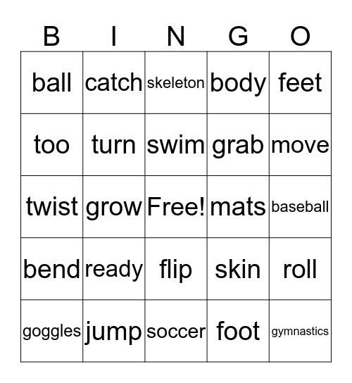 Word Bingo Card