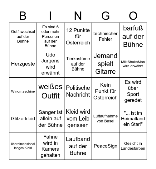 ESC Bullshit Bingo 2025 Bingo Card