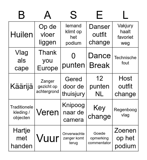 ESC Bingo 2025 Bingo Card