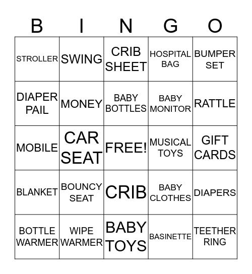 Maggie's Baby Shower Bingo Card