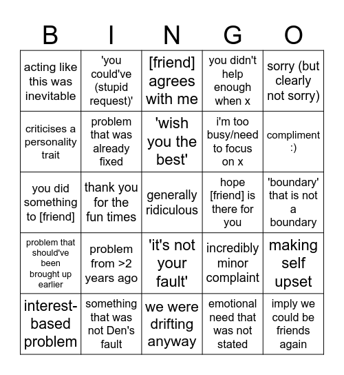 Screenshot Bingo Card