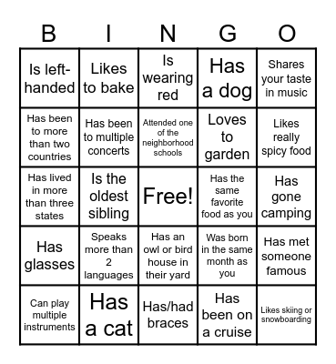 Icebreaker Bingo: Find Someone Who Bingo Card
