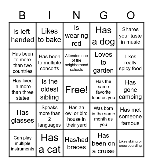 Icebreaker Bingo: Find Someone Who Bingo Card