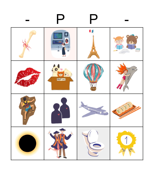 Life experiences Bingo Card