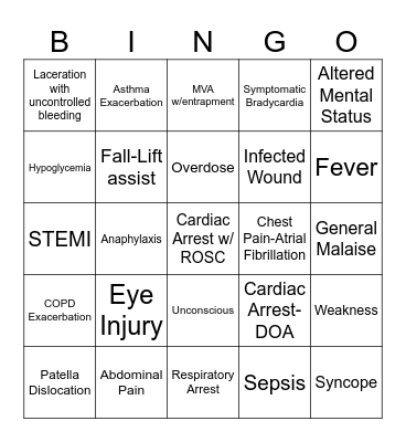 EMS Week Bingo Card