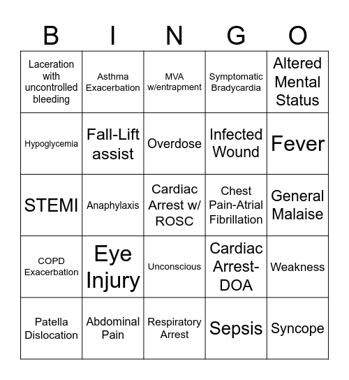 EMS Week Bingo Card