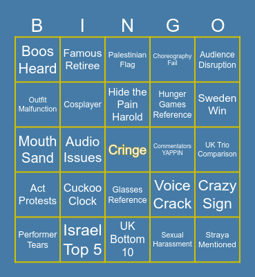 Eurovision 2025 Bingo Card