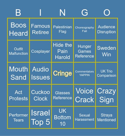 Eurovision 2025 Bingo Card