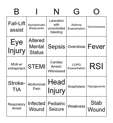 EMS Week Bingo Card
