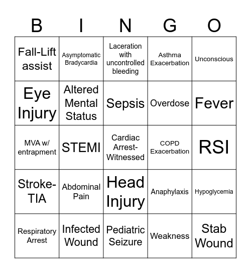 EMS Week Bingo Card