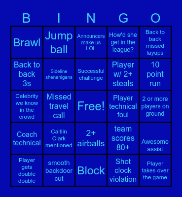 WNBA Bingo Card