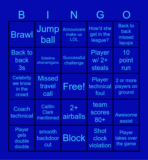 WNBA Bingo Card