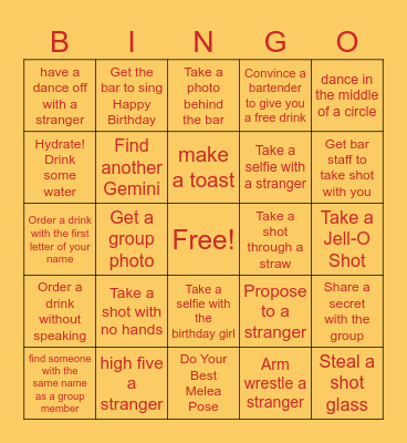 BIG 25 Bingo Card