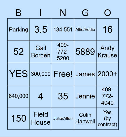 Auxiliary Trivia 2 Bingo Card