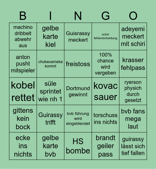 BVB gegen Kiel Bingo Card