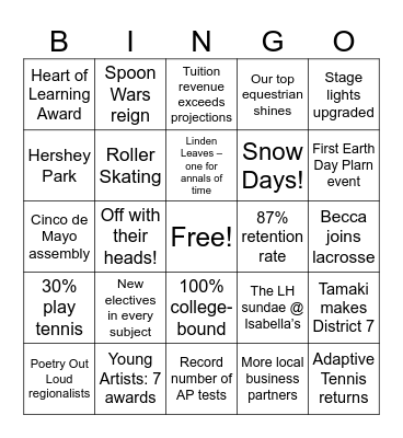 Celebrate Bingo Card