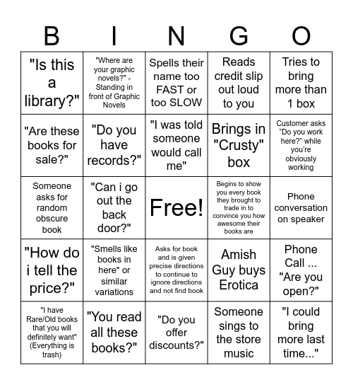 Books in Stock Bingo Card