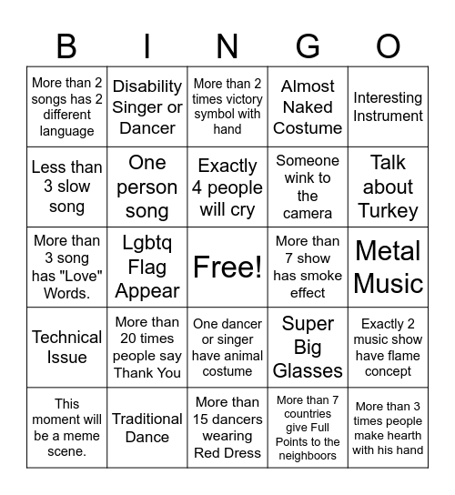 Volkan Bingo Card