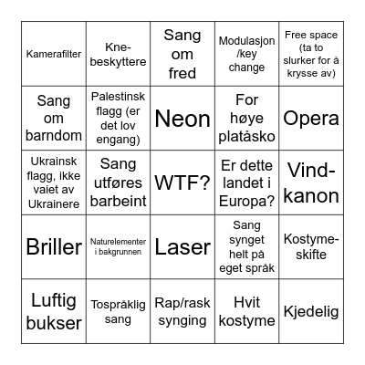 Eurovision 2025 (T) Bingo Card