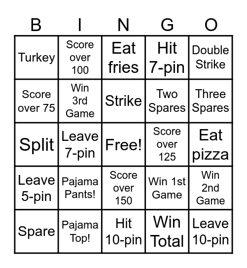 Bowling Bingo! Bingo Card