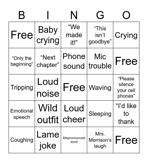 Graduation BIngo Card