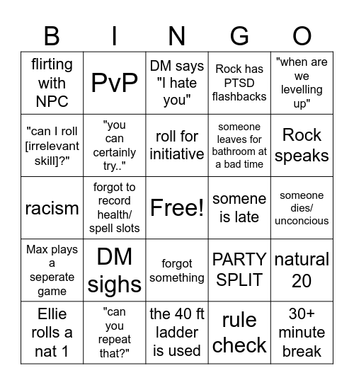 Witchlight DND :3 Bingo Card