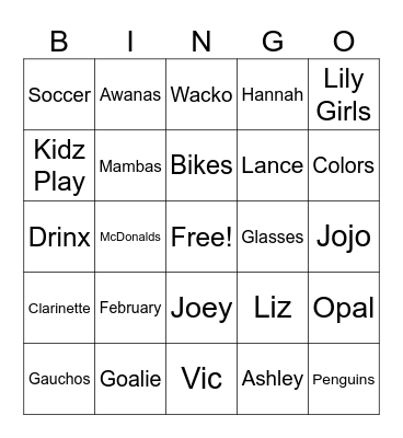 Wild Girls Bingo Card