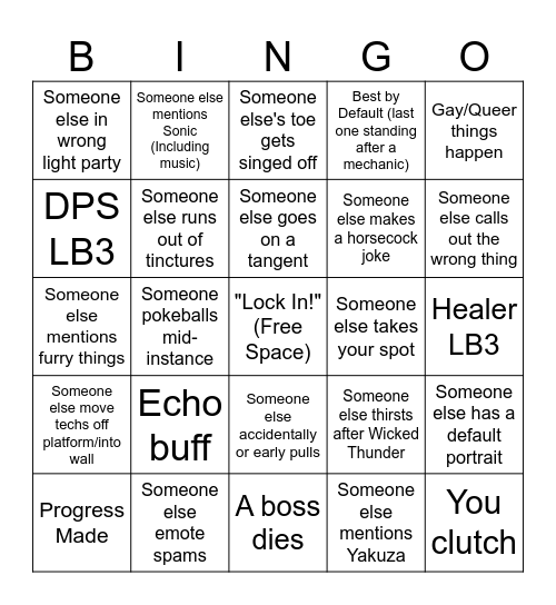 It's a Kind of Static Bingo Card