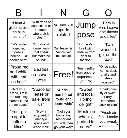 People Services | Photo Scavenger Hunt Bingo Card