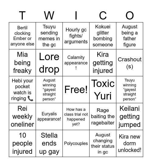 TWC Bingo Card