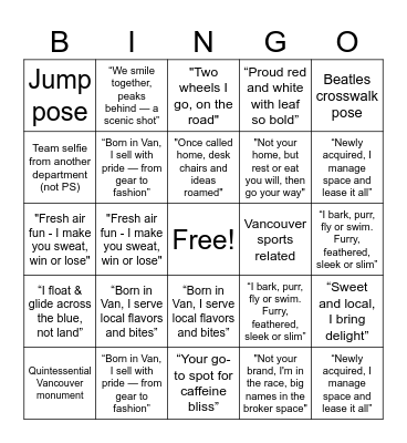 People Services | Photo Scavenger Hunt Bingo Card