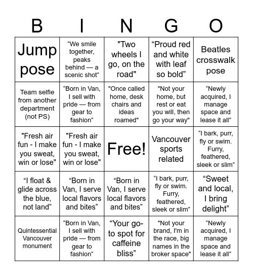 People Services | Photo Scavenger Hunt Bingo Card