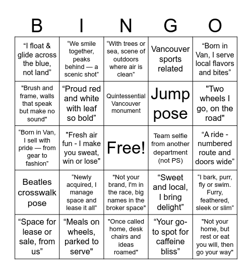 People Services | Scavenger Hunt Bingo Card