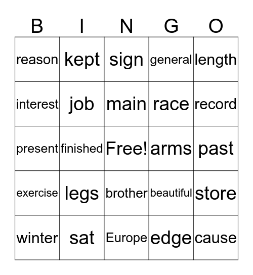 Untitled Bingo Card