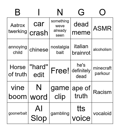 Reels Bingo Card