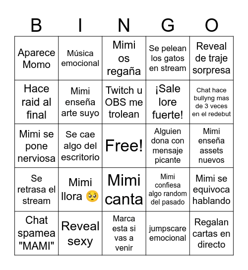 Bingo Redebut Bingo Card