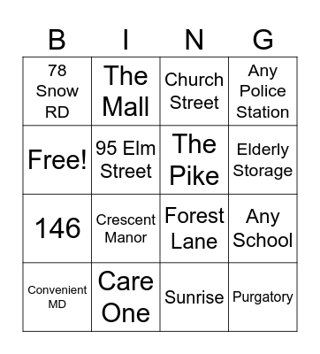 Tri-Town Bingo Card