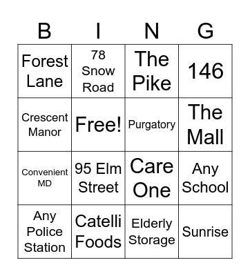 Tri-Town Bingo Card