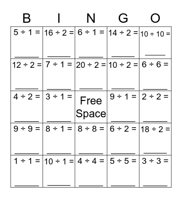 Division BINGO Card