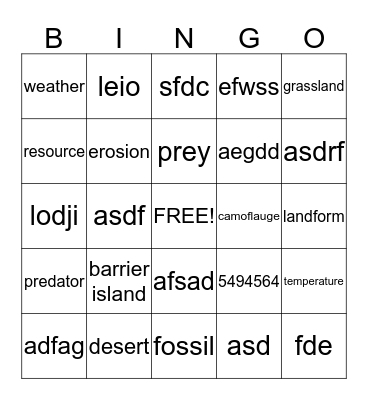 3rd grade science  Bingo Card