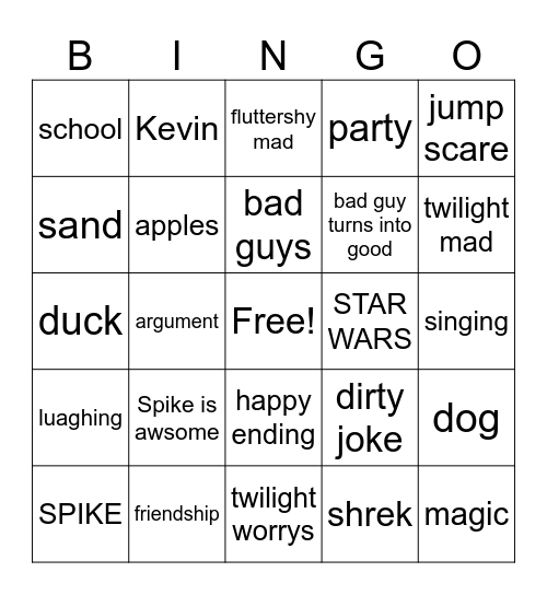 MLP MOVIE Bingo Card