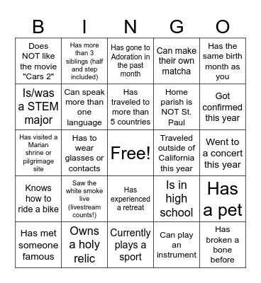 Untitled Bingo Card