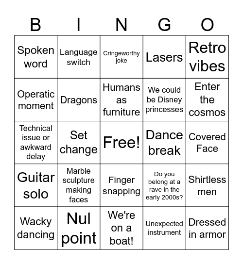 Eurovision 2025 Bingo Card