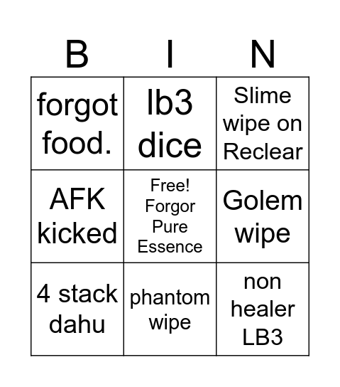 DRS Bingo Card